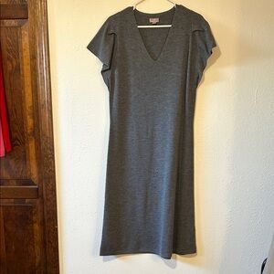 Gray V-Neck sweater Dress